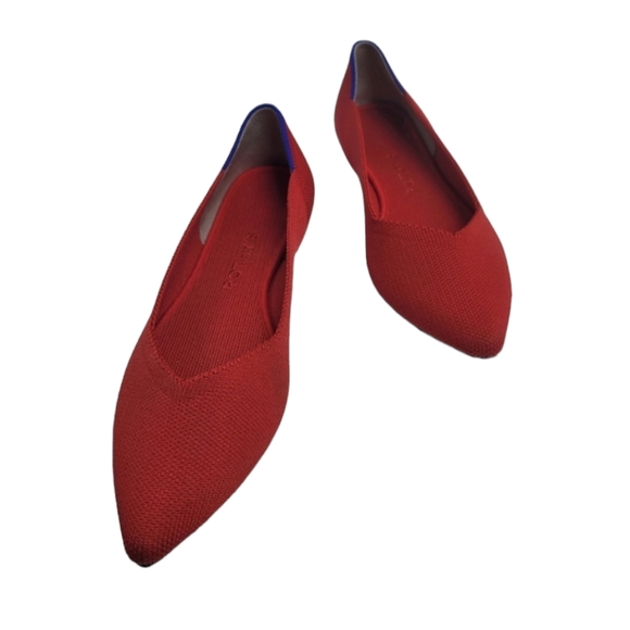 Rothy's The Point Bright Red Ballet Flats Womens Size 8 - Picture 1 of 16